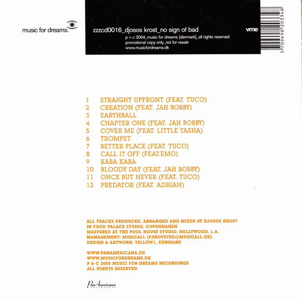 Djosos Krost : No Sign Of Bad (CD, Album, Promo)