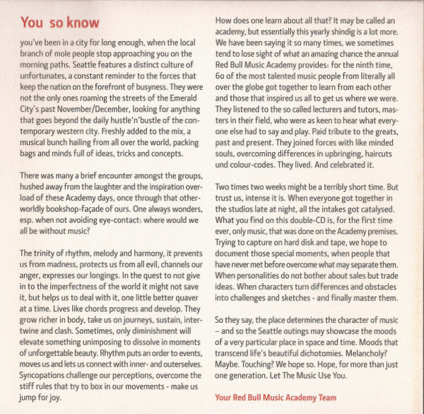 Various : Various Assets - Not For Sale: Red Bull Music Academy Seattle 2005 (2xCD, Comp, Promo)