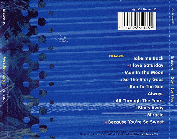 Erasure : I Say I Say I Say (CD, Album)