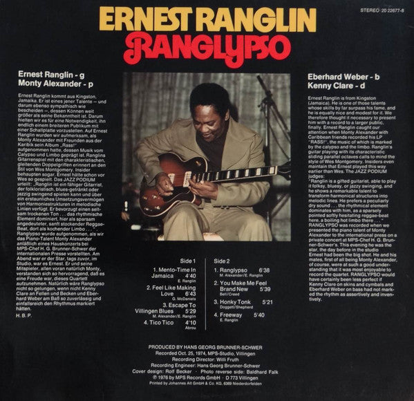 Ernest Ranglin : Ranglypso (LP, Album)