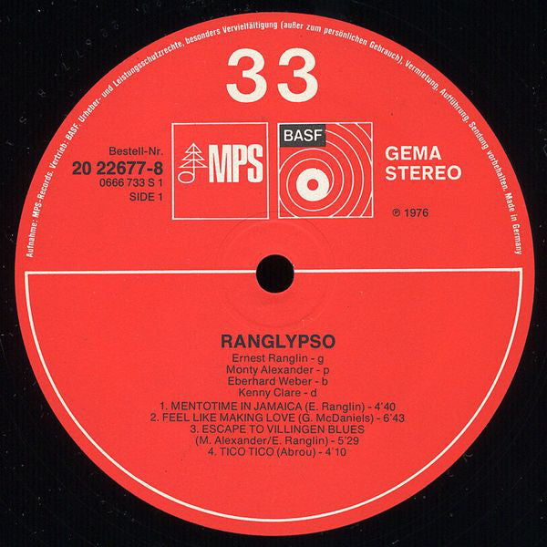 Ernest Ranglin : Ranglypso (LP, Album)