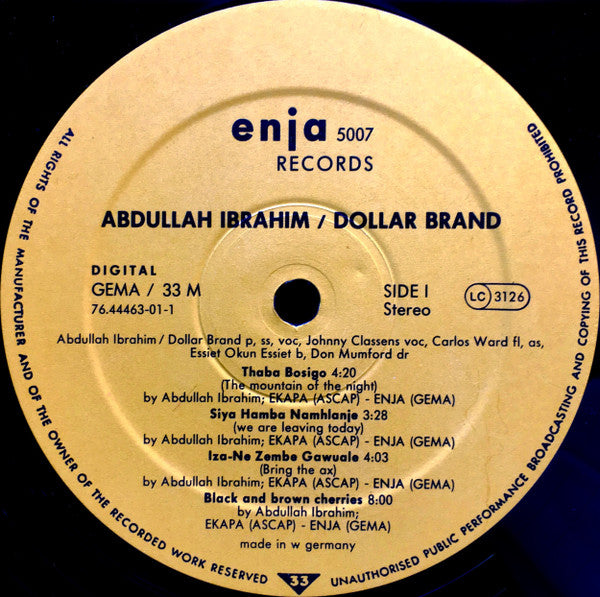 Abdullah Ibrahim / Dollar Brand : South Africa (LP, Album, DMM)