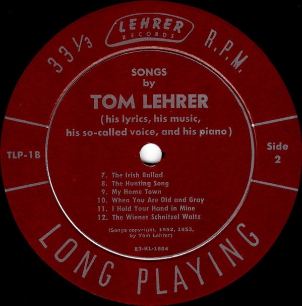 Tom Lehrer : Songs By Tom Lehrer (10", RE, Hol)