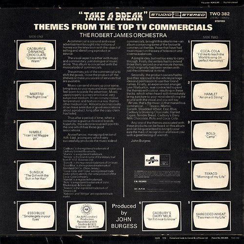 The Robert James Orchestra : "Take A Break" - Themes From The Top TV Commercials (LP, Album)