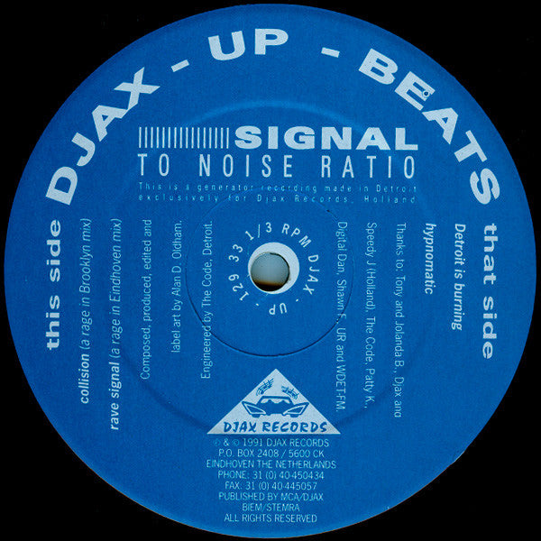 Signal To Noise Ratio : Detroit Is Burning (12")