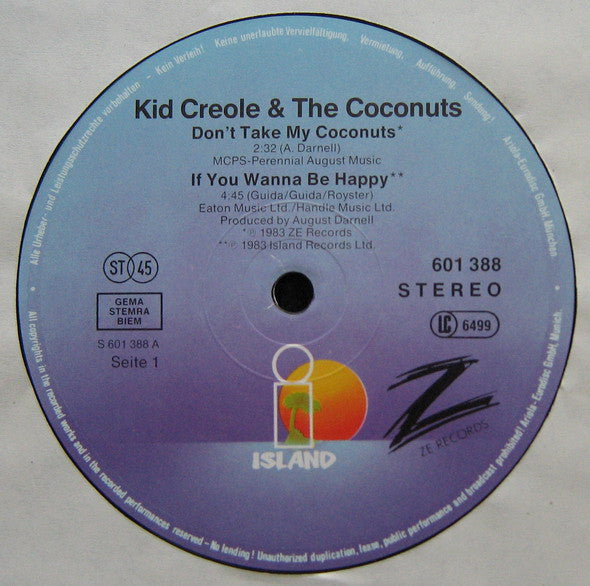Kid Creole And The Coconuts : Don't Take My Coconuts (12", Maxi, P/Mixed)