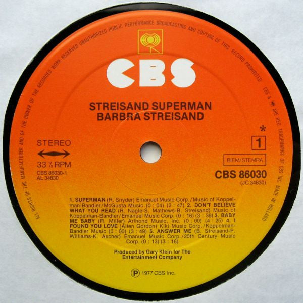 Barbra Streisand : Streisand Superman (LP, Album)