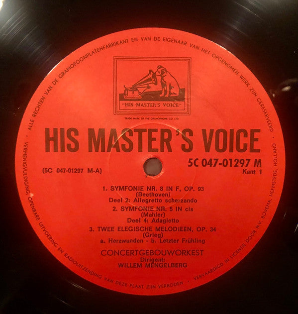 Willem Mengelberg, Concertgebouworkest / Ludwig van Beethoven, Gustav Mahler, Edvard Grieg, Franz Liszt, Hector Berlioz : 1 (LP, Comp, Mono)