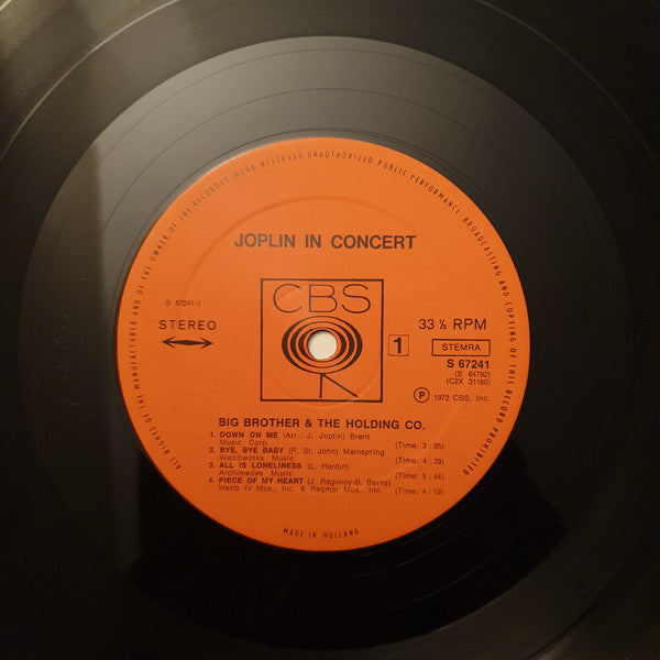 Janis Joplin : Joplin In Concert (2xLP, Album, Ora)