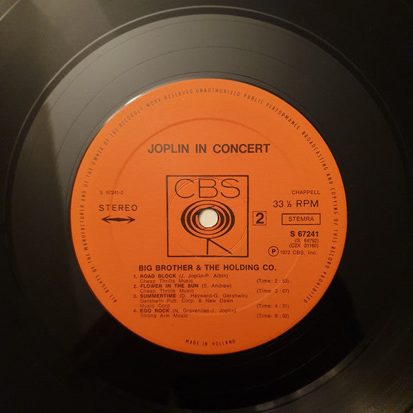 Janis Joplin : Joplin In Concert (2xLP, Album, Ora)