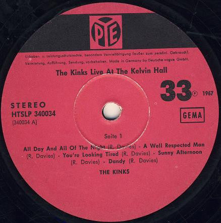 The Kinks : Live At The Kelvin Hall (LP, Album)