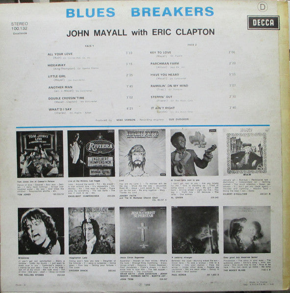 John Mayall With Eric Clapton : Blues Breakers (LP, Album, RE)