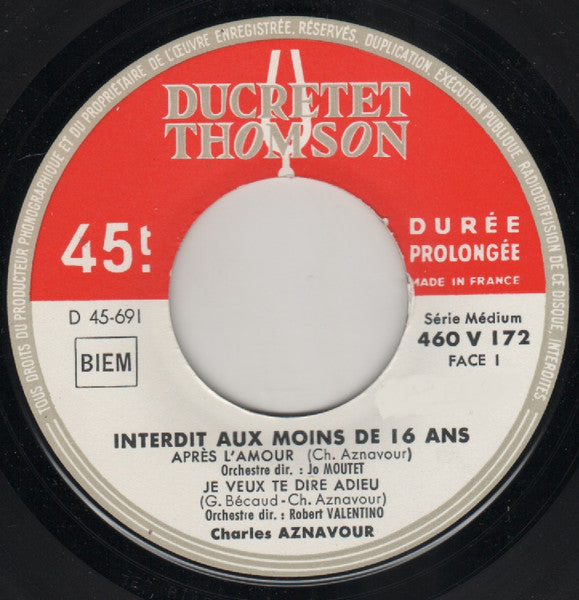 Aznavour* : Interdit Aux Moins De 16 Ans (7", EP, RE)