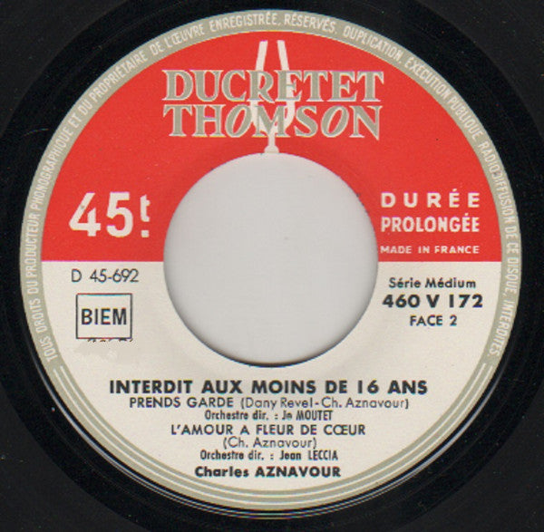Aznavour* : Interdit Aux Moins De 16 Ans (7", EP, RE)