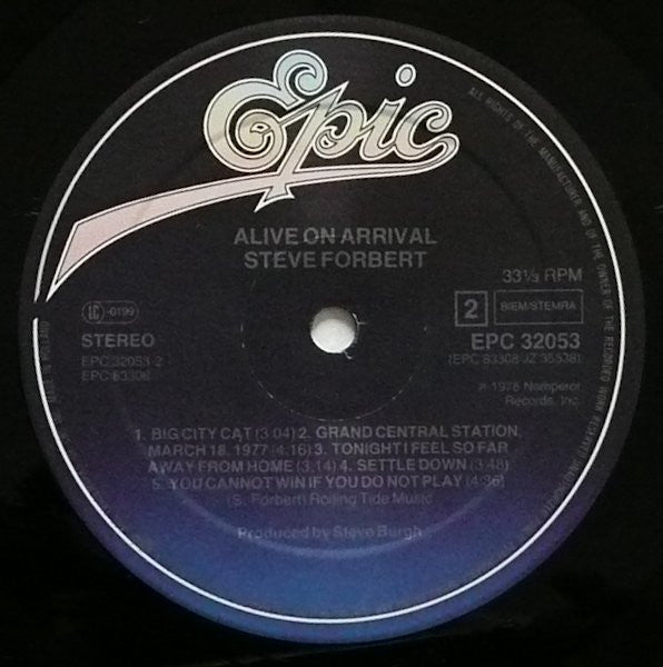 Steve Forbert : Alive On Arrival (LP, Album, RE)