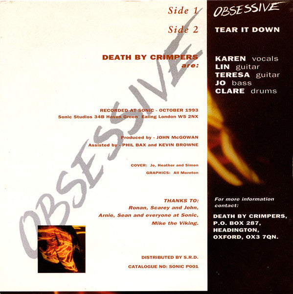 Death By Crimpers : Obsessive (7", Single, Ltd, Pin)