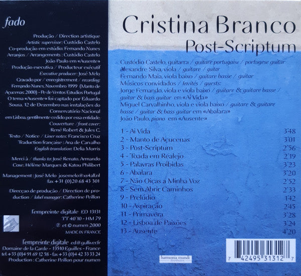 Cristina Branco : Post-Scriptum (CD, Album)