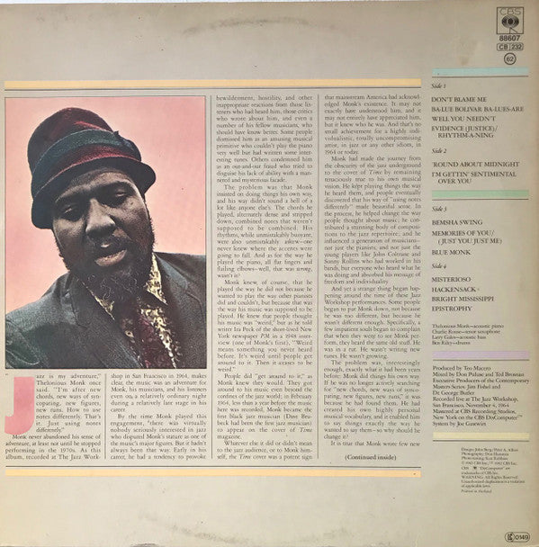 Thelonious Monk : Live At The Jazz Workshop (2xLP, Album)