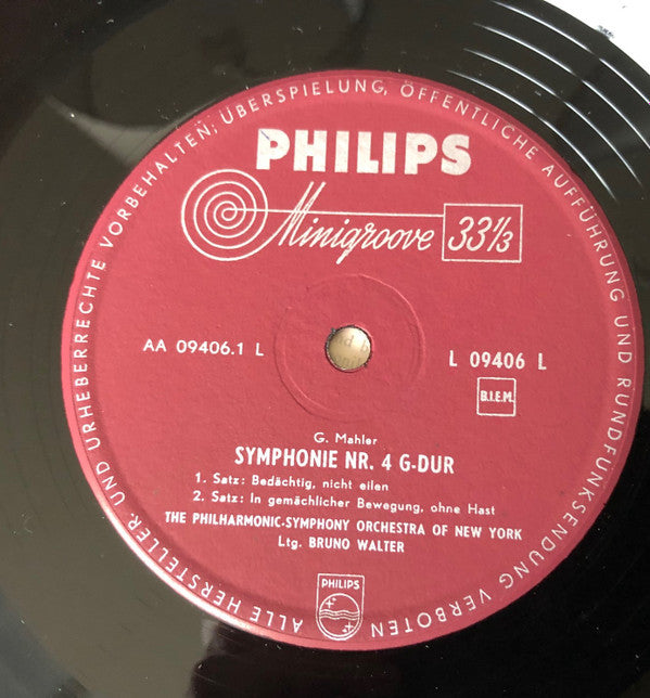Gustav Mahler, Bruno Walter, Philharmonic-Symphony Orchestra Of New York : Symphonie Nr. 4 G-Dur (LP, Mono)