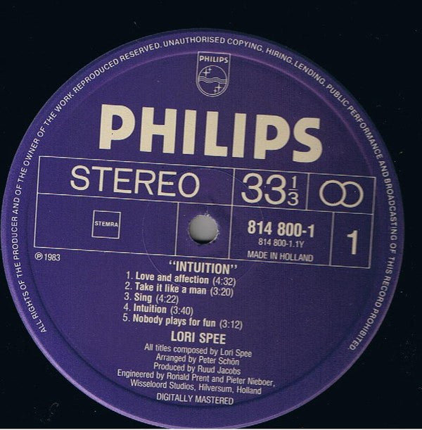 Lori Spee : Intuition (LP)