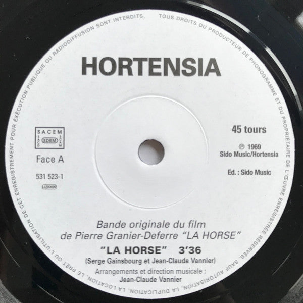 Serge Gainsbourg Et Jean-Claude Vannier : La Horse (Bande Originale Du Film) (7", Single, Ltd, Num, RE)