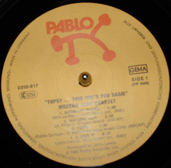 The Modern Jazz Quartet : "Topsy" This One's For Basie (LP)
