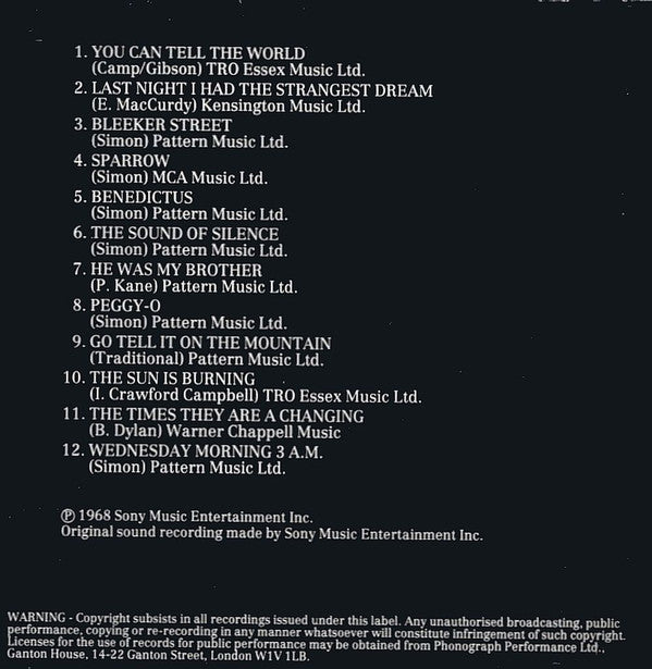 Simon & Garfunkel : Wednesday Morning, 3 A.M. (CD, Album, RE)