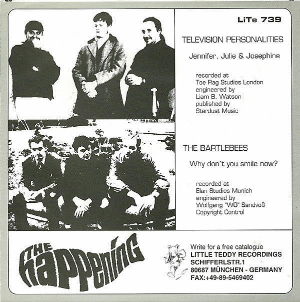 Television Personalities And The Bartlebees : The Happening (7", Single, RP)