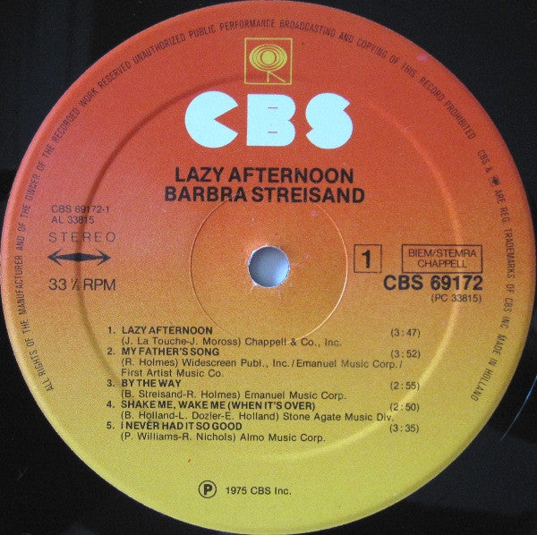 Barbra Streisand : Lazy Afternoon (LP, Album, Gat)