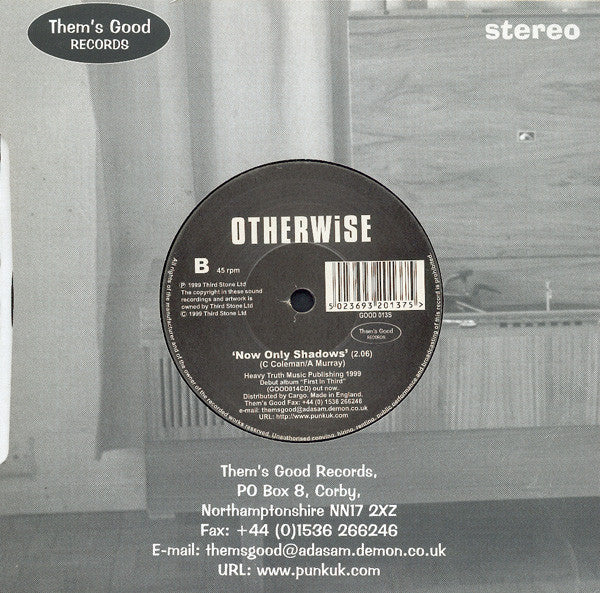 Travis Cut / Otherwise : Fast Track / Now Only Shadows (7", Single)
