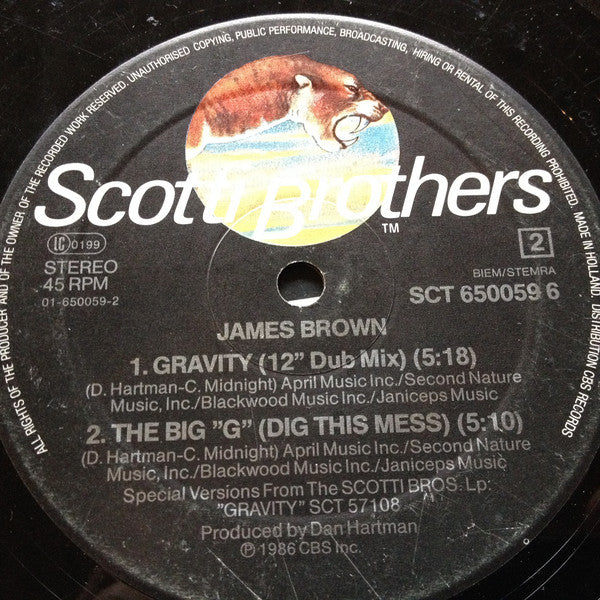 James Brown : Gravity (Extended Dance Mix) (12", Maxi)