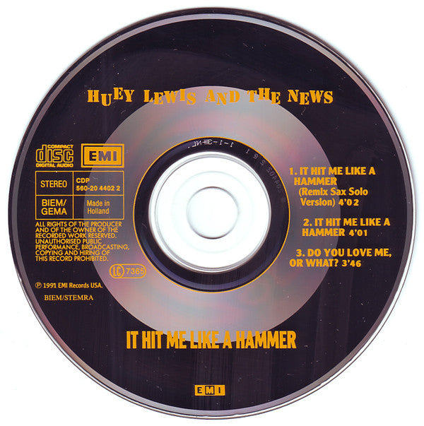 Huey Lewis & The News : It Hit Me Like A Hammer (CD, Maxi)