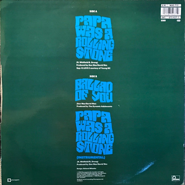 Was (Not Was) : Papa Was A Rolling Stone (12", Single)
