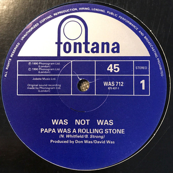 Was (Not Was) : Papa Was A Rolling Stone (12", Single)