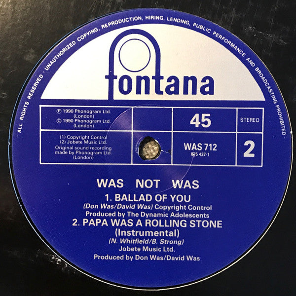 Was (Not Was) : Papa Was A Rolling Stone (12", Single)