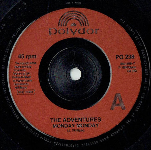 The Adventures : Monday Monday (7")