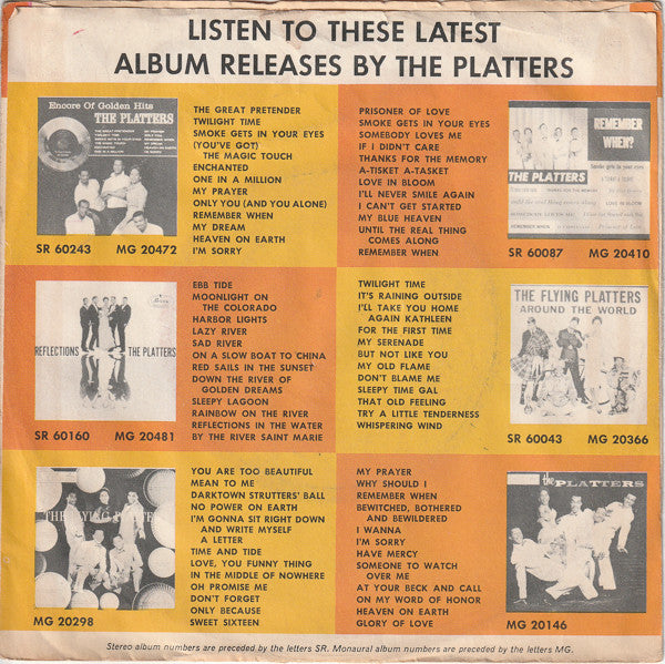 The Platters : Red Sails In The Sunset / Sad River (7", Mono, pic)