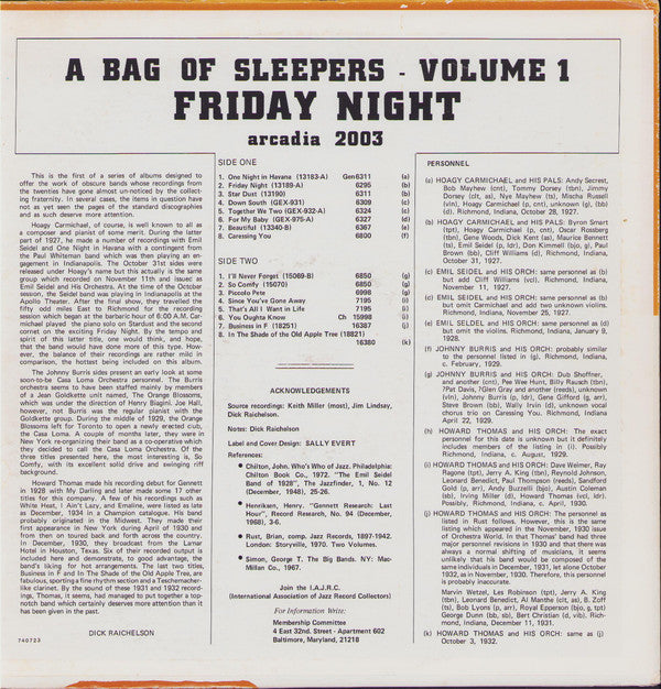 Various : A Bag Of Sleepers- Volume 1 Friday Night (LP, Comp)
