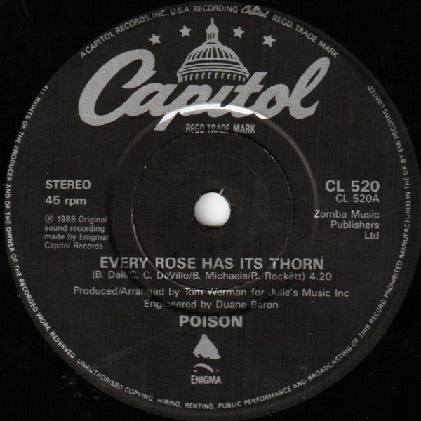 Poison (3) : Every Rose Has Its Thorn (7", Single, Pap)