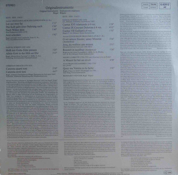 Reinhardt Menger : Original Instruments: Regal (LP, Album, DMM)