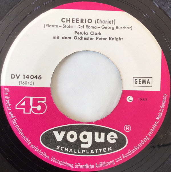 Petula Clark : Cheerio (Chariot) (7", Single)