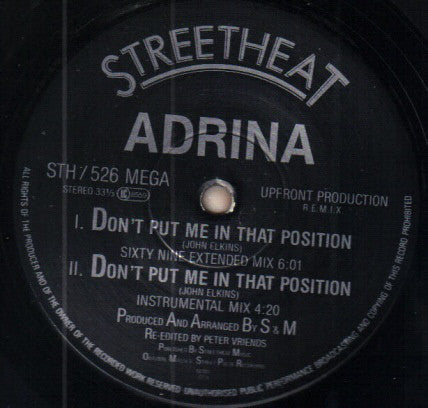 Kajammin / Adrina : It Aint Over (Till It's Over) / Don't Put Me In That Position (12")