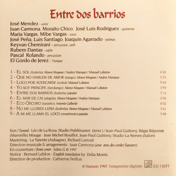 José Méndez (2) : Entre Dos Barrios (CD, Album)