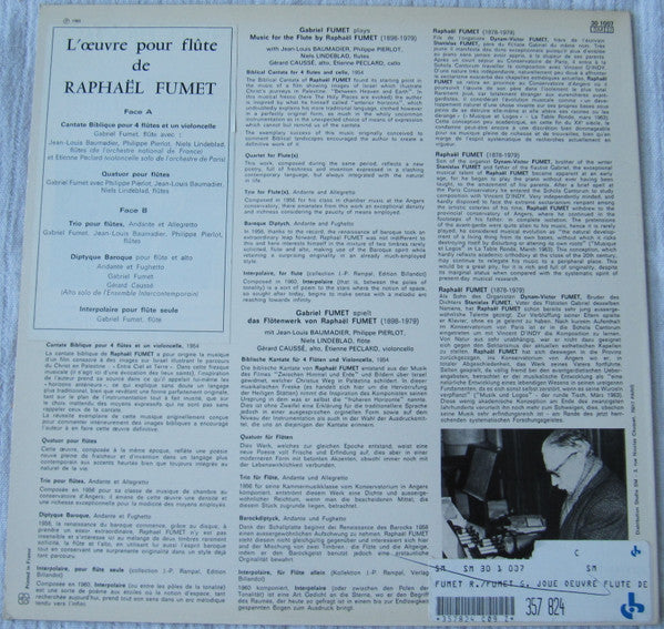 Gabriel Fumet : Joue L'oeuvre Pour Flûte de Raphaël Fumet (LP)