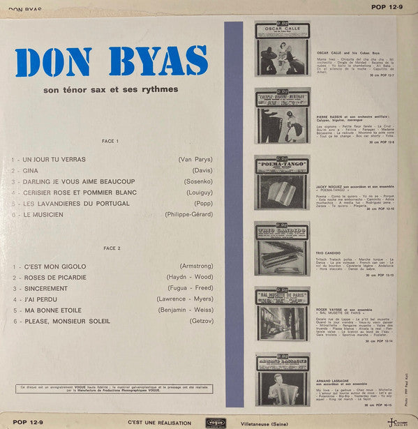 Don Byas Et Ses Rythmes : Don Byas Son Tenor Sax Et Ses Rythmes (LP, Comp, Dee)
