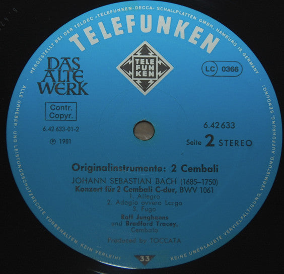 Rolf Junghanns • Bradford Tracey : 2 Cembali • Harpsichords (LP, Album, Blu)