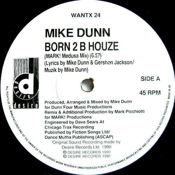 Mike Dunn : Born 2 B Houze (12")