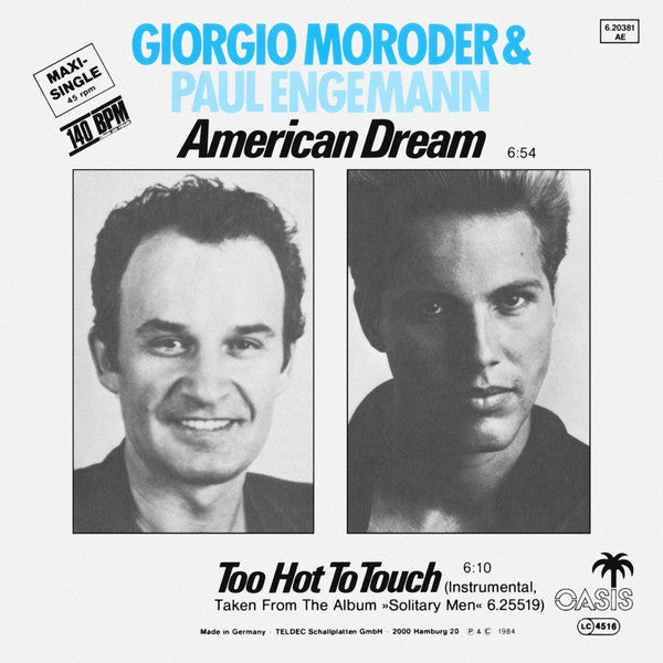 Giorgio Moroder & Paul Engemann : American Dream (12", Maxi, Ora)
