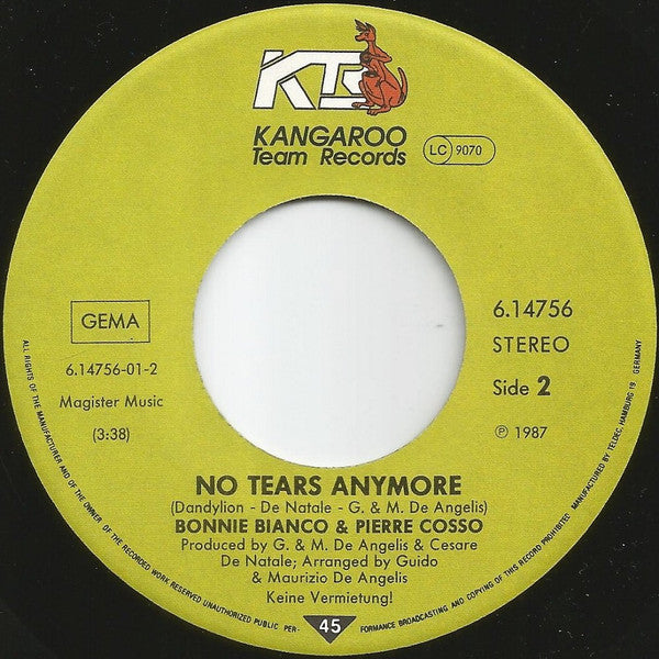 Bonnie Bianco & Pierre Cosso : Stay / No Tears Anymore (7", Single)