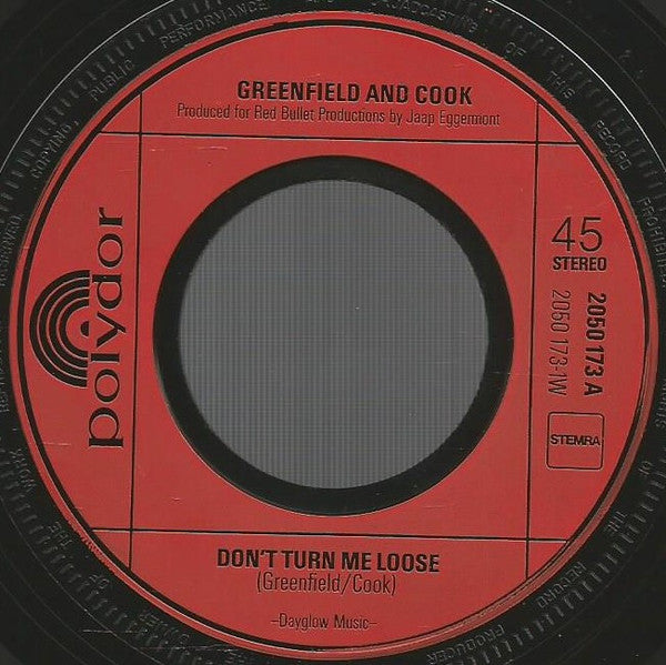 Greenfield & Cook : Don't Turn Me Loose (7", Single)